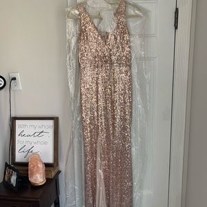 Badgley Mischka Rose Gold Sequin Gown